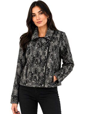Classiques Entier Faux Leather Trim Cotton Wool Side Zip Jacket